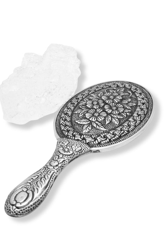 El İşçiliği Motifli Büyük Boy Gümüş El Aynası