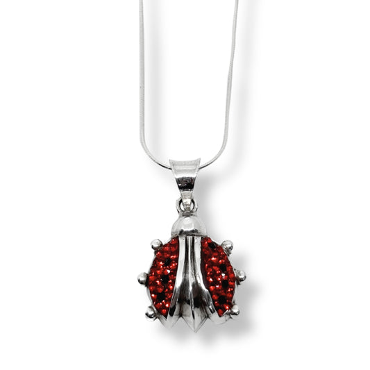 Kırmızı Işıltı Bezeli Uğur Böceği Kadın Gümüş Kolye IKM – Doğanın Mücevherleri Koleksiyonu
