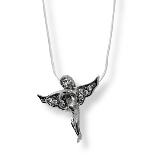 Beyaz Işıltılı Gümüş Melek Kolye