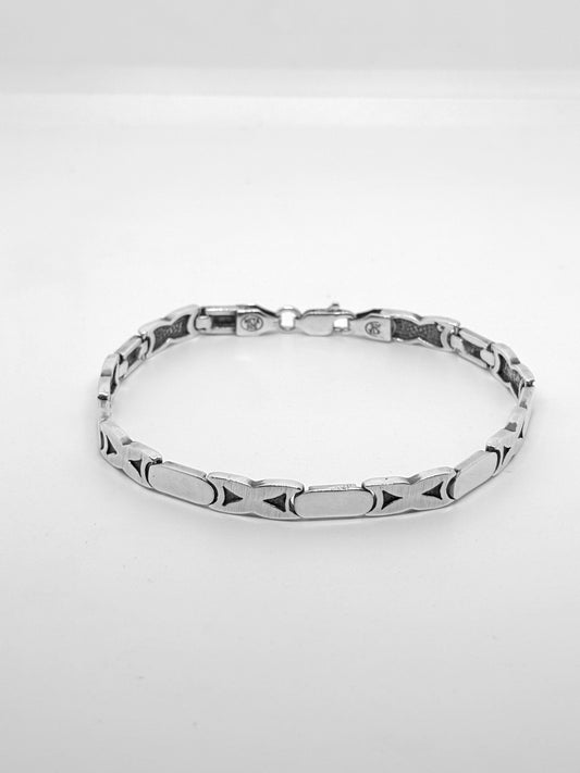 Black Motif Silver Men's Bracelet