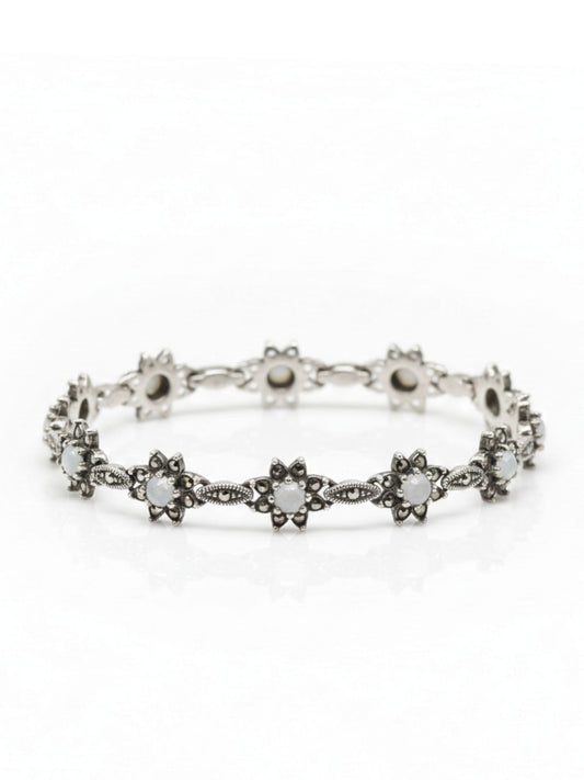Işıltılı Gümüş Markazit-Sedef Taşlı Bileklik