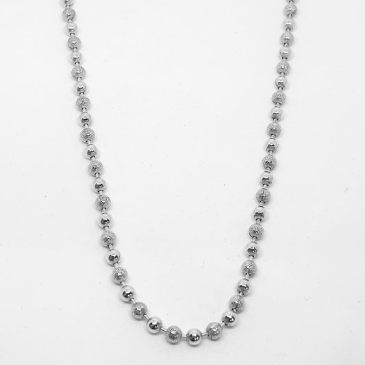 Kum İşlemeli Top-top Gümüş Zincir 45.5CM