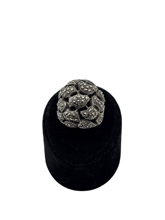 Markazit Taşlı Petek Kubbe Gümüş Kadın Yüzük