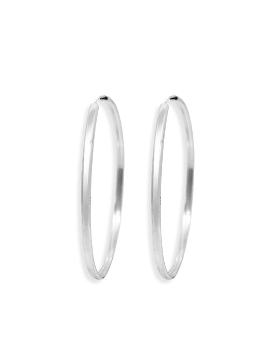 Oval Hatlı Yuvarlak Gümüş Halka Küpe 3mm Kalınlık