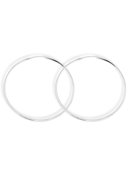 Oval Hatlı Yuvarlak Gümüş Halka Küpe 3mm Kalınlık