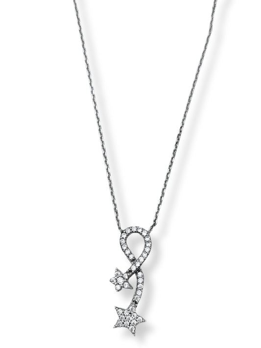 Beyaz Işıltılı Kuyruklu Yıldız Hayalet Gümüş Kadın Kolye