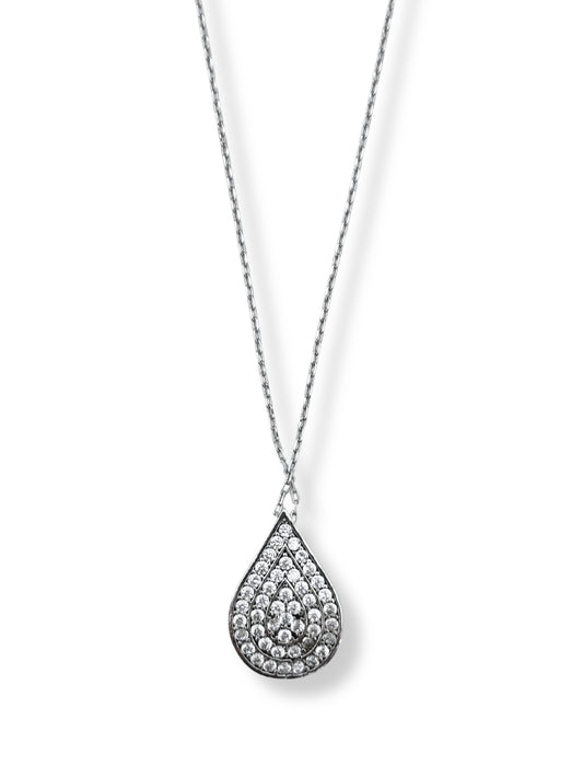 Beyaz Işıltılı Damla Hayalet Gümüş Kadın Kolye