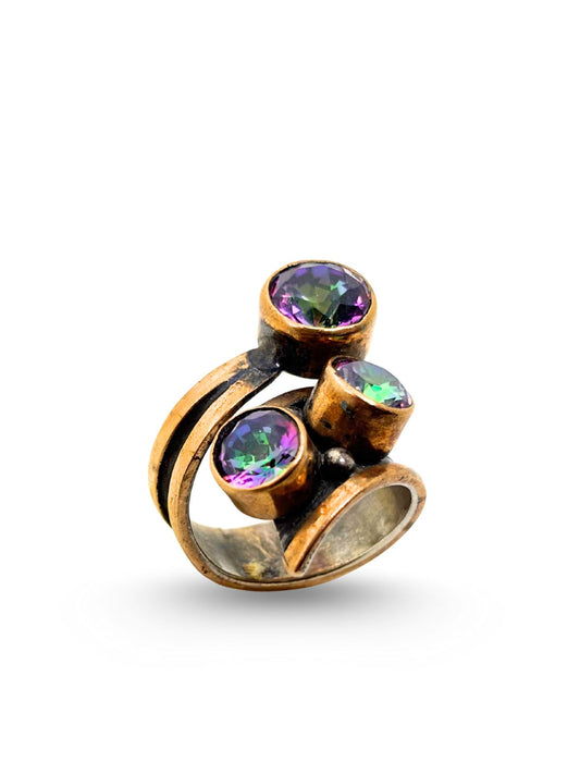 Mistik Topaz Taşlı Otantik Gümüş Kadın Yüzük