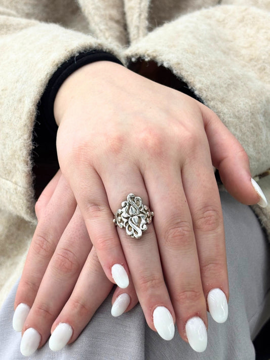 Ateş ve Su Modern Tasarım Gümüş Kadın Yüzük