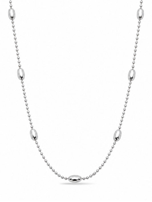 Mini Laser Ball Silver Chain Necklace 50CM