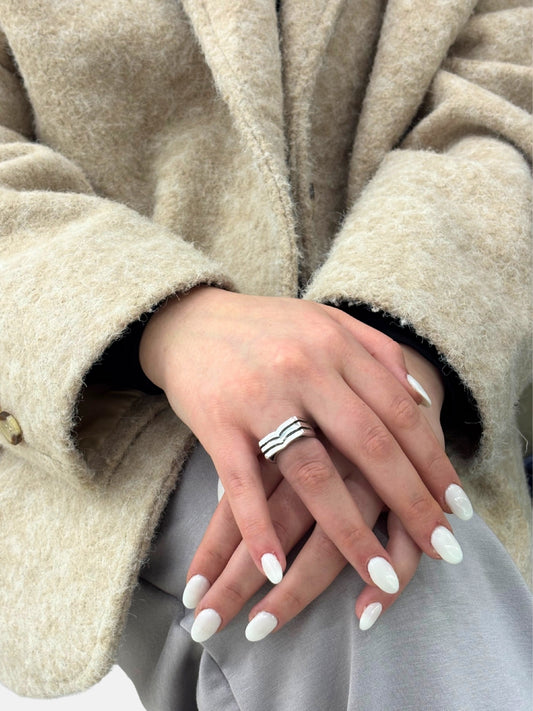 Vira Kare Modern Tasarım Gümüş Kadın Yüzük