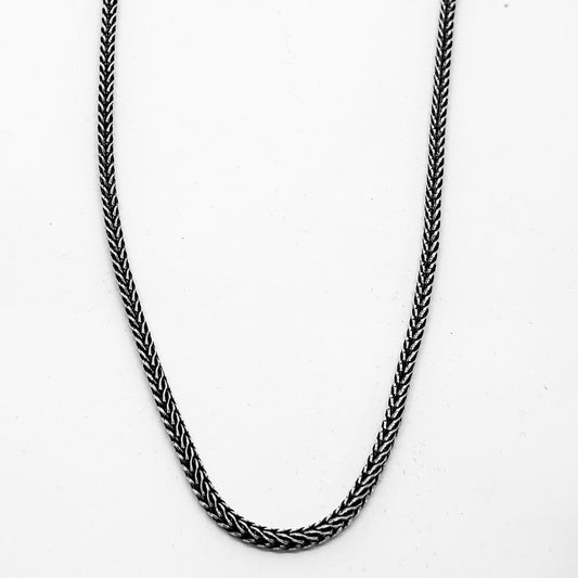 Oksitli Tilki Kuyruğu Gümüş Zincir Kolye Kalınlık Model2 45CM