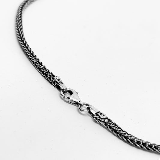 Oksitli Tilki Kuyruğu Gümüş Zincir Kolye Kalınlık Model2 45CM