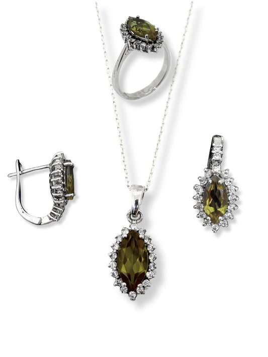 Marquise Kesim Zultanit Taşlı Kadın Gümüş Set&Takım