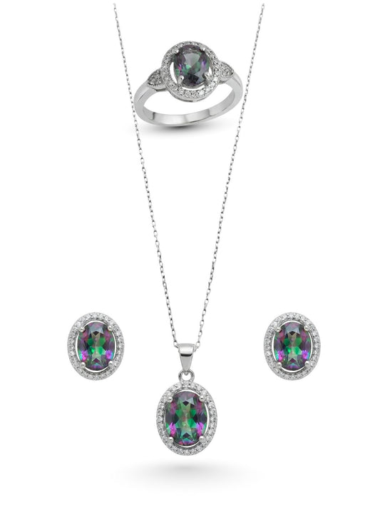 Alexandrite Işıltılı Gümüş Takım Set&Takım