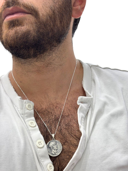 Augustus Denarius Gümüş Antik Coin Para Kolye TR POT XVIII