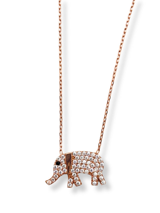 Rose Gold Beyaz Işıltılı Fil Hayalet Gümüş Kadın Kolye