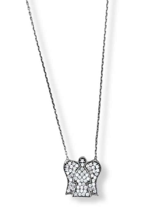 Beyaz Işıltılı Angel Hayalet Gümüş Kadın Melek Kolye