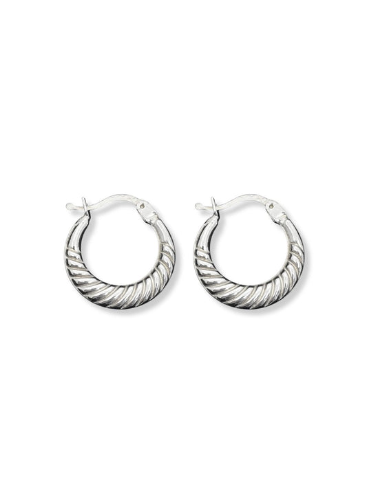 Çapraz Çizgi İnce Croissant Yarım Ay Gümüş Kadın Halka Küpe 1.8x1.8CM