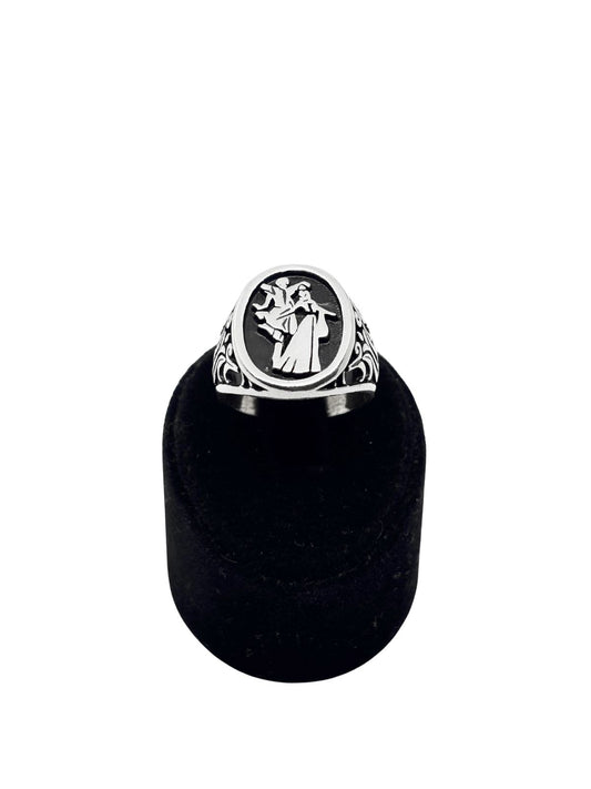 Çerkes Kafkas Dans Figürlü Oval Gümüş Erkek Yüzük