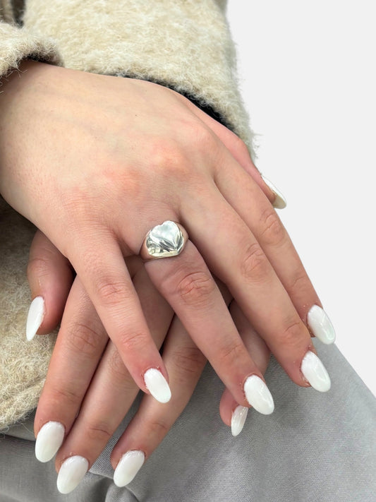 Cilalı Kalp Modern Tasarım Gümüş Kadın Yüzük