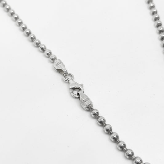 Çizgi Desenli Top-top Gümüş Zincir Kolye 60CM