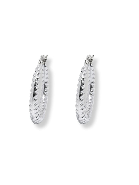 Çizgili Burgu Kadın Gümüş Halka Küpe 2.8x2.8CM