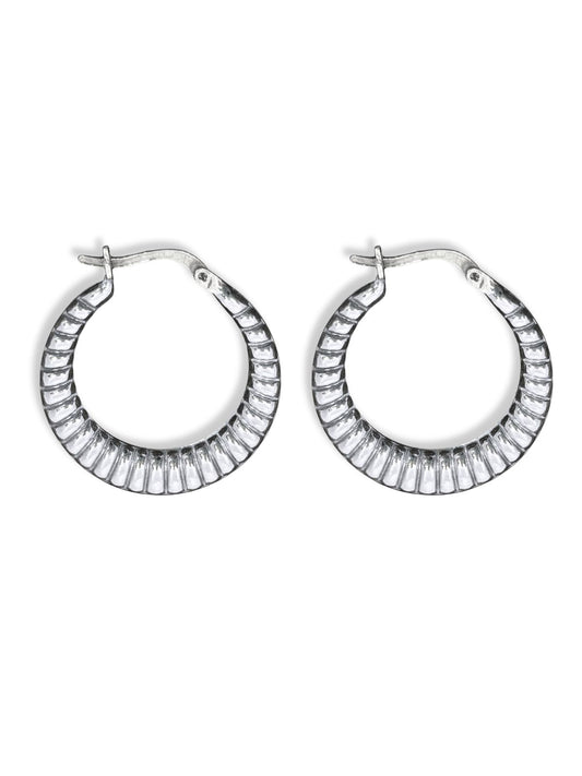 Çizgili Burgu Kadın Gümüş Halka Küpe 2.8x2.8CM