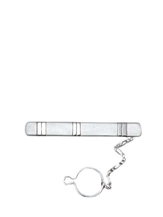 Çizgili Desenli Gümüş Erkek Kravat İğnesi 6x0.7 cm