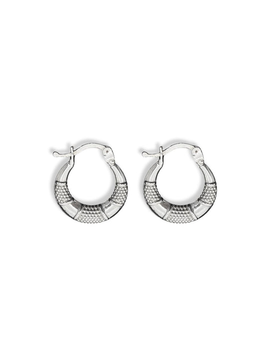 Croissant Desenli Yarım Ay Gümüş Kadın Halka Küpe 1.5x1.5CM