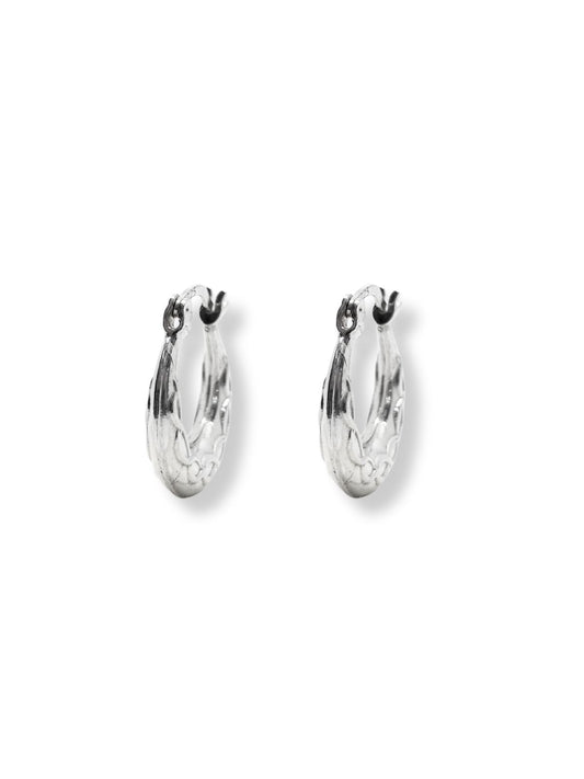 Croissant Örgü Desenli Yarım Ay Gümüş Kadın Halka Küpe 1.5x1.5CM