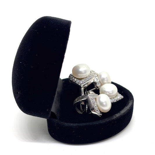 Sparkling Pearl Drop Silver Set & Set