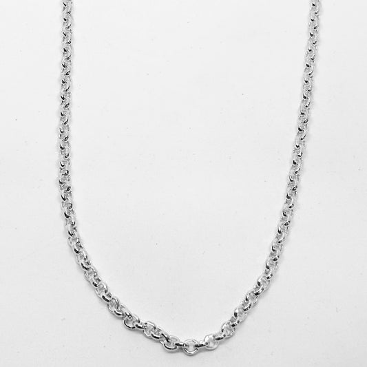 Dar Sık Kalın Halka Gümüş Zincir Kolye 60CM