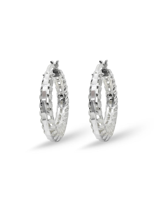 Defne Çelenk Desenli Gümüş Kadın Halka Küpe 2.5x2.5 cm