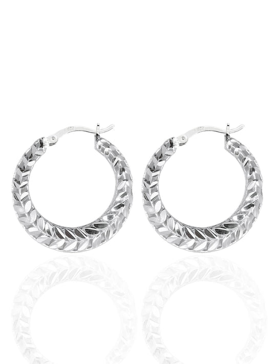 Defne Çelenk Desenli Gümüş Kadın Halka Küpe 2.5x2.5 cm