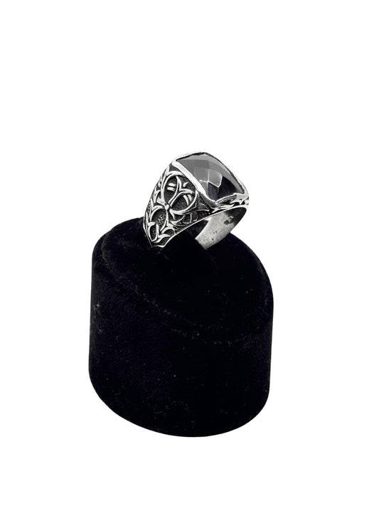 Dikdörtgen Kesme Oniks Taşlı Gümüş Erkek Yüzük