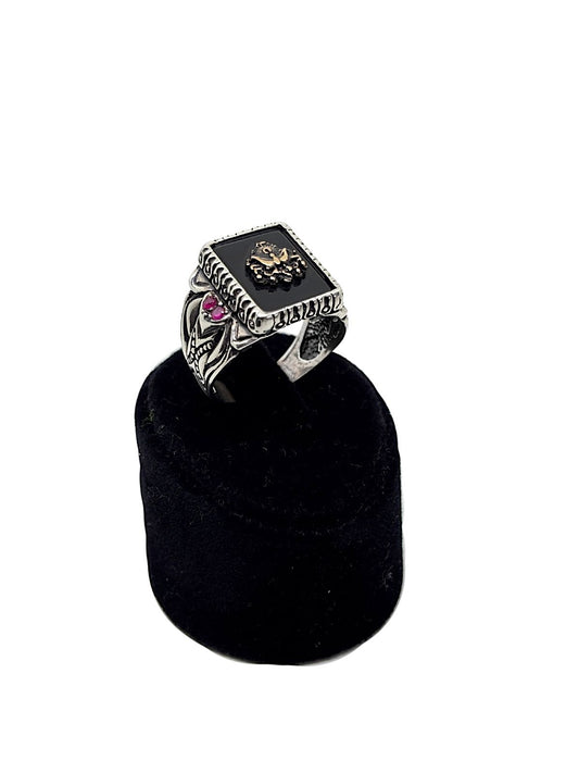 Dikdörtgen Mine Üzerine Osmanlı Bayrak Gümüş Yüzük