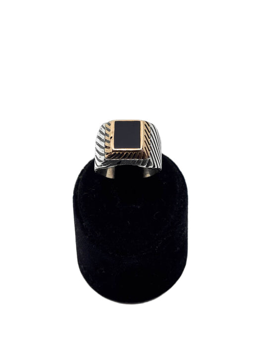 Dikdörtgen Mineli Gümüş Erkek Yüzük