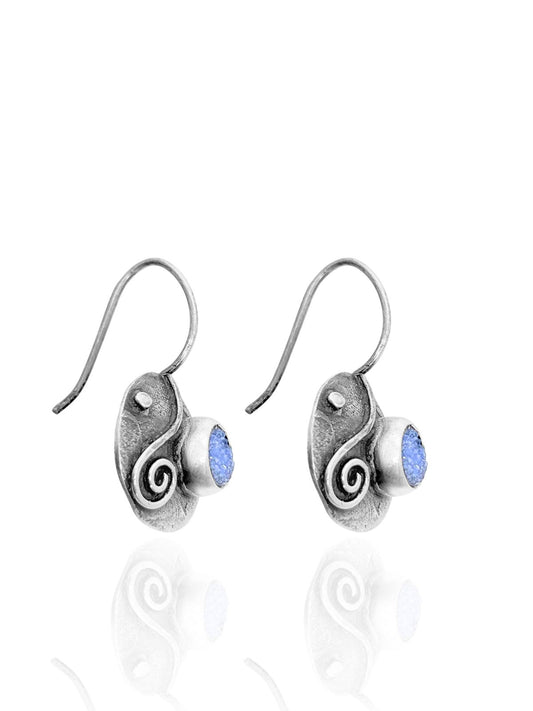 Doğal Selestit Taşlı Gümüş Kadın Küpe 2.8x1.6 cm