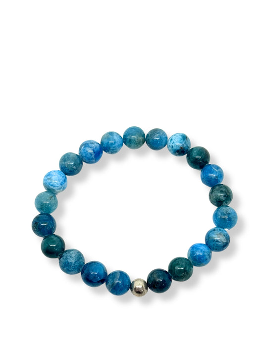 Sıralı Yuvarlak Doğal Turkuaz Taşlı Bileklik