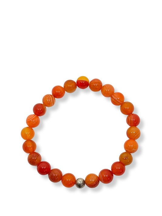 Sıralı Yuvarlak Doğal Akik Taşlı Bileklik