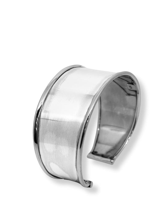 Düz Parlak Ayarlanabilir Kalın Gümüş Bilezik – Model 3