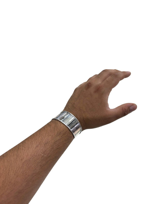 Düz Parlak Ayarlanabilir Kalın Gümüş Bilezik – Model 3