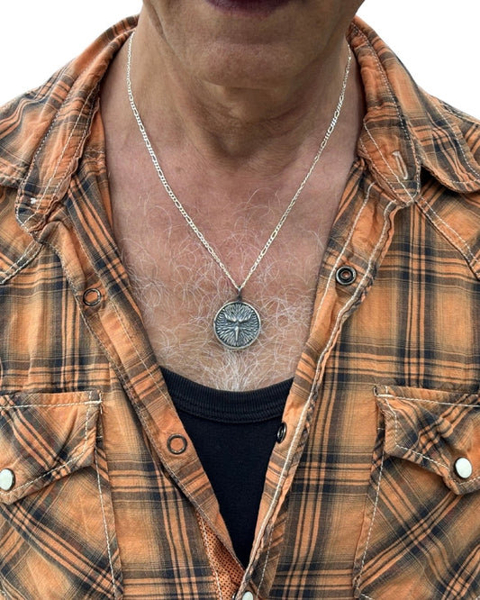 Gümüş Eskitme Kartal Madalyon Kolye – 2.5x3 cm