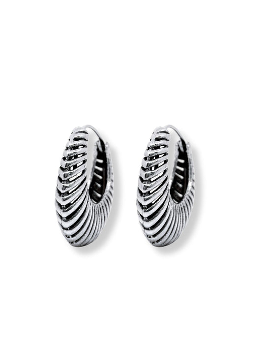 Geniş Spiral Kadın Gümüş Halka Küpe 3x3CM