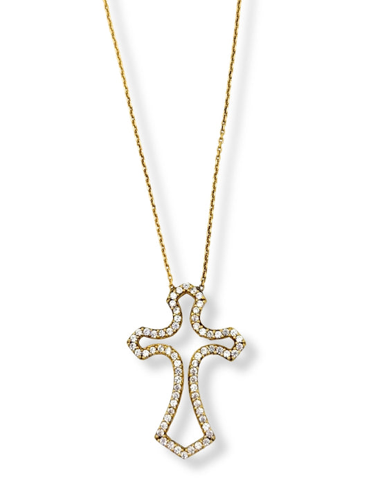Gold Beyaz Işıltılı Haç Cross Hayalet Gümüş Kadın Kolye