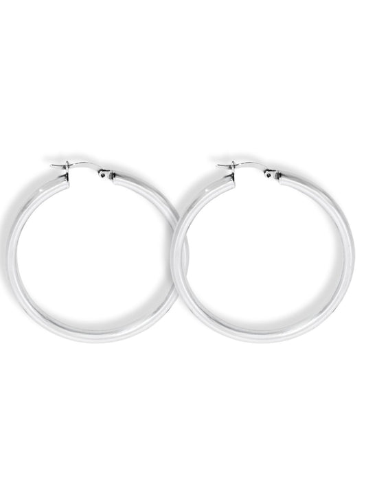 Gümüş Boru Kadın Halka Küpe 4.7x4.7 CM