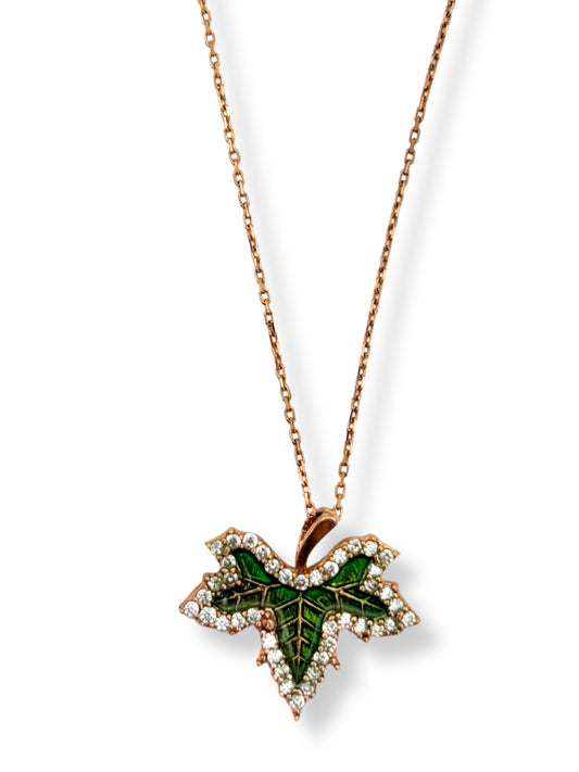 Rose Gold Çınar Ağacı Yaprağı Hayalet Gümüş Kadın Kolye