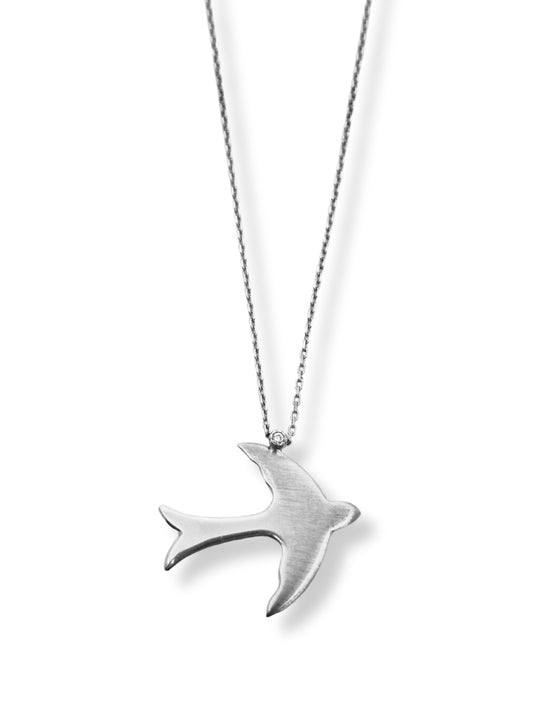 Kırlangıç Hayalet Gümüş Kadın Kolye