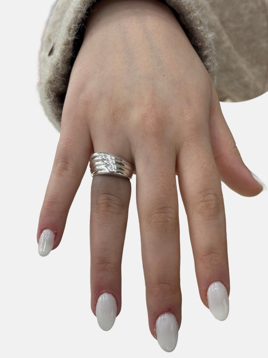 Stacked Chantôn Modern Tasarım Gümüş Kadın Yüzük